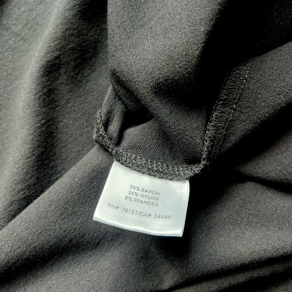 Eileen Fisher Deep V Neck Black Midi Dress with Sleeves size Large - Picture 6 of 7